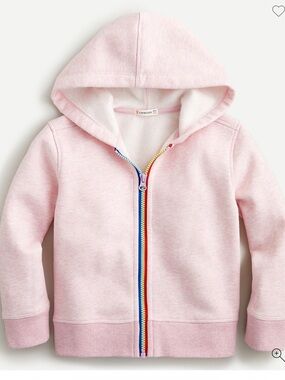 J CREW CREWCUTS Girls' Pink Hooded Sweatshirt w/Rainbow Zip, Sz 12, Like New